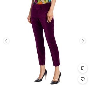 Alice + Olivia Rich burgundy Velvet Cropped Pants